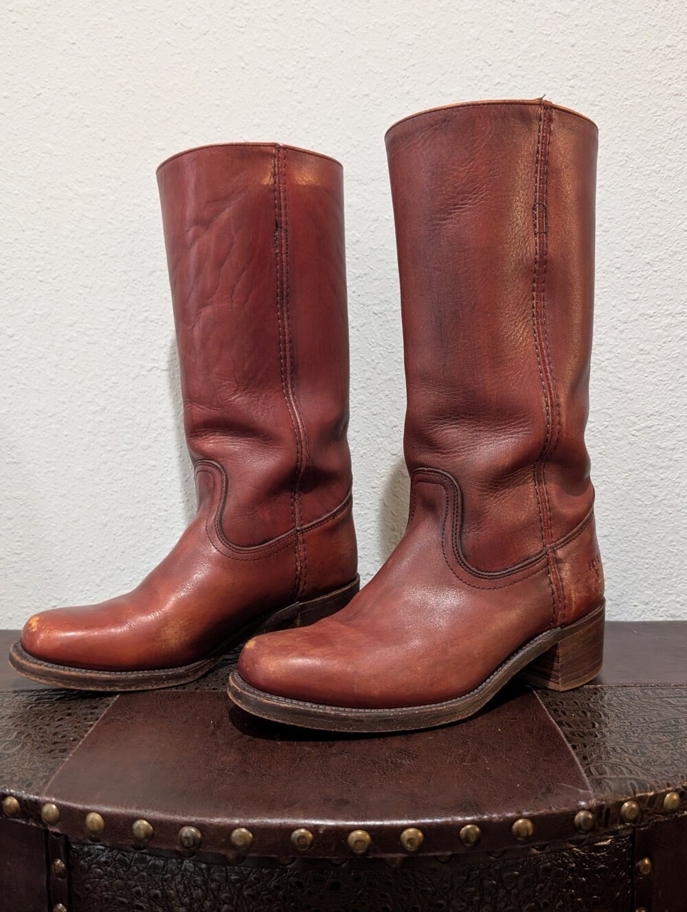 Vintage FRYE Campus Tall Leather Boots Brown Size 8 D Made in USA - Picture 5 of 16